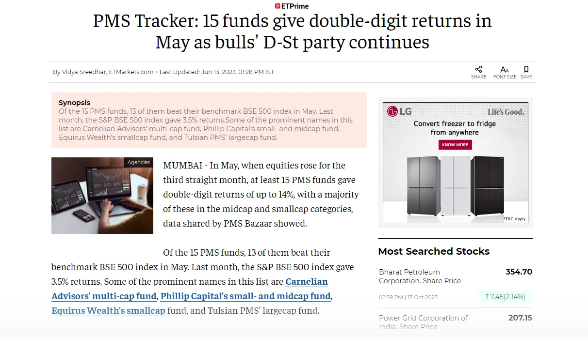 PMS Tracker: 15 Funds Give Double-Digit Returns In May As Bulls’ D-St Party Continues